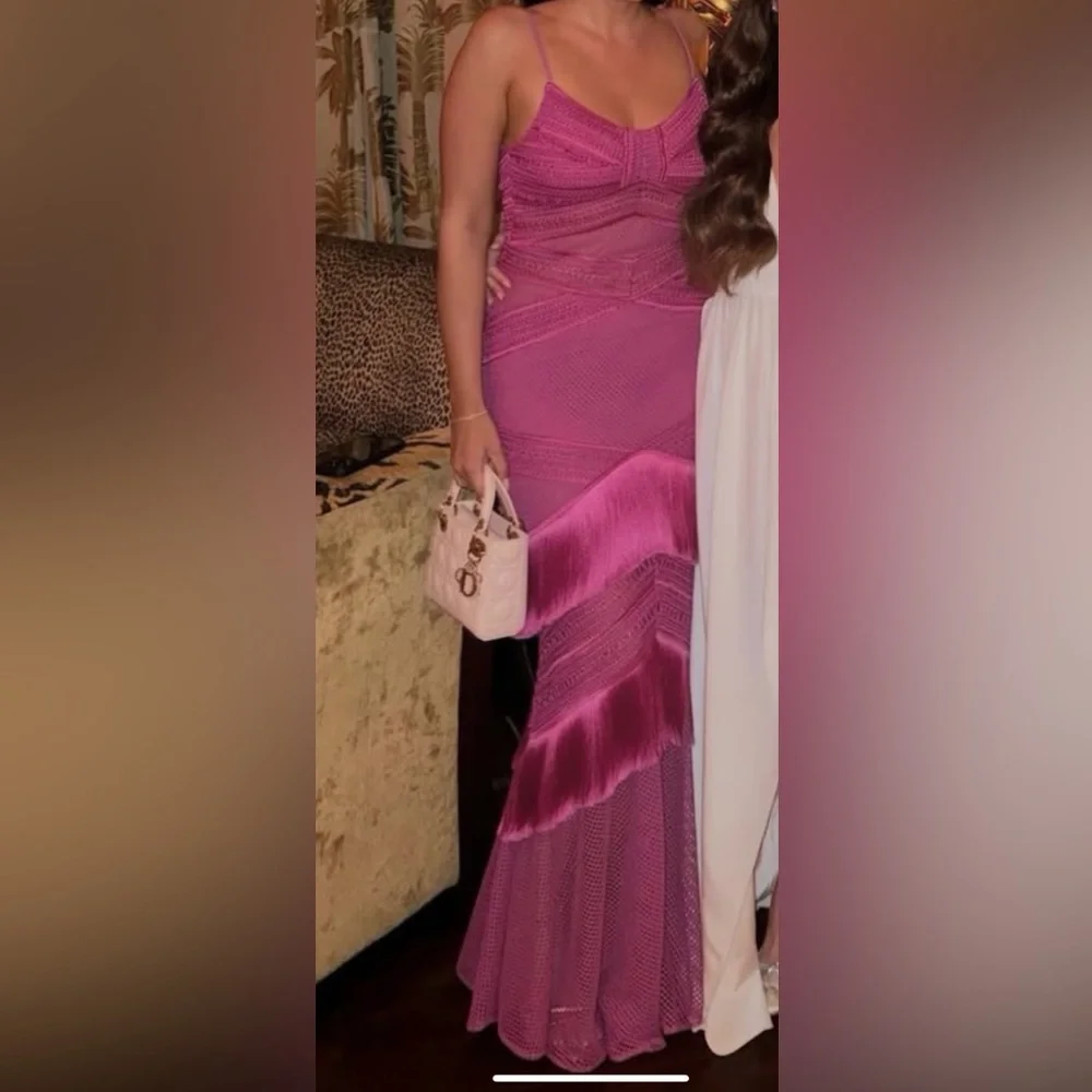 PatBO Fuchsia Pink Crochet Fringe Maxi Dress - Picture 3 of 3